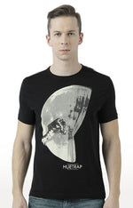 Huetrap Black Mens Short Sleeve Graphic Printed Tshirt-HT17MKGRABLK00709