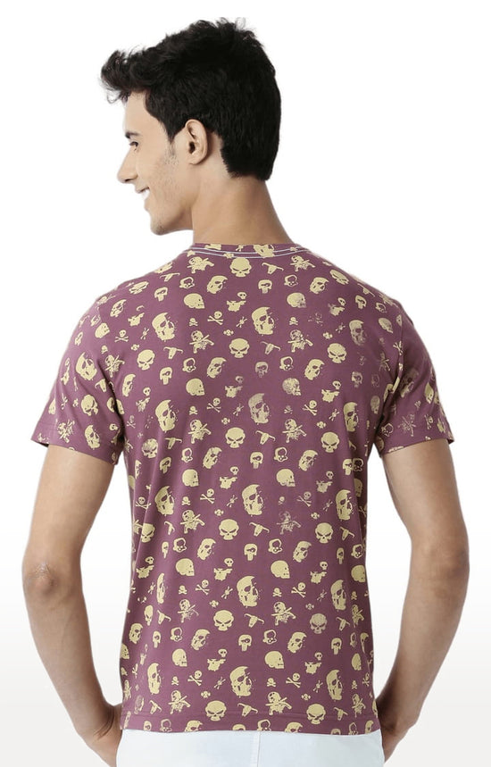 Huetrap Maroon Mens Short Sleeve Graphic Printed Tshirt-HT15MKGRAPLU00068