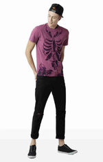 Huetrap Maroon Mens Short Sleeve Graphic Printed Tshirt-HT17MKGRAPLU00307