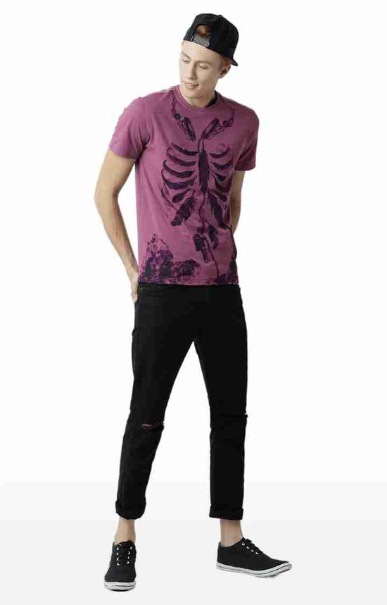 Huetrap Maroon Mens Short Sleeve Graphic Printed Tshirt-HT17MKGRAPLU00307