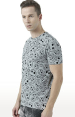 Huetrap Grey Mens Short Sleeve Graphic Printed Tshirt-HT17MKGRAGML00771