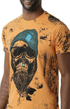 Huetrap Orange Mens Short Sleeve Graphic Printed Tshirt-HT17MKGRABZO00319