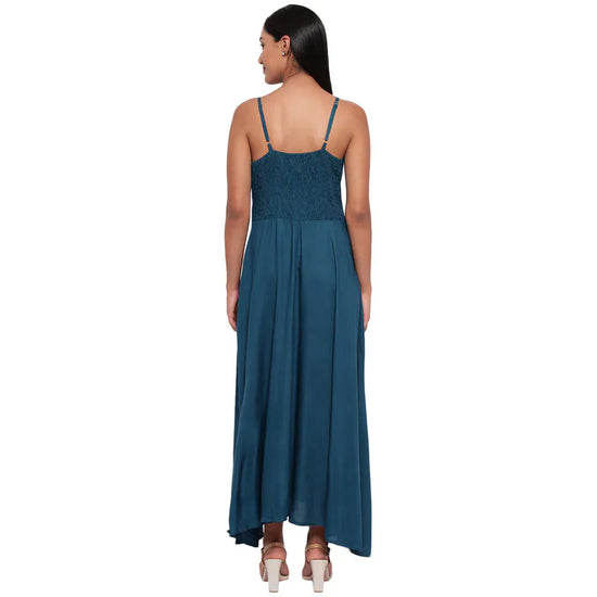 Aawari Rayon Front Open Gown For Girls and Women Teal-AM097-Teal