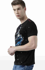 Huetrap Black Mens Short Sleeve Graphic Printed Tshirt-HT17MKGRABLK00862