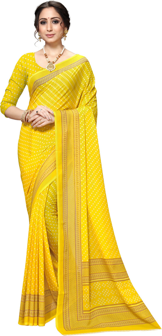 Yellow Printed Georgette Saree-PC1142a-Standard