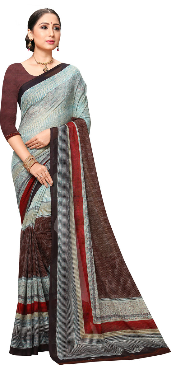 Multicolor Printed Georgette Saree-PC1146a-Standard