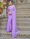 Avanshee Women's Latest Georgette Solid Saree With Unstiched Embroidred Blouse-AVN-1701-PURPLE