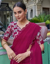 Avanshee Women's Latest Georgette Solid Saree With Unstiched Embroidred Blouse-AVN-1701-DPINK