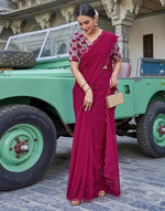 Avanshee Women's Latest Georgette Solid Saree With Unstiched Embroidred Blouse-AVN-1701-DPINK