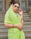 Avanshee Women's Latest Georgette Solid Saree With Unstiched Embroidred Blouse-AVN-1701-GREEN