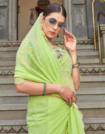 Avanshee Women's Latest Georgette Solid Saree With Unstiched Embroidred Blouse-AVN-1701-GREEN