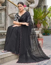 Avanshee Women's Latest Georgette Solid Saree With Unstiched Embroidred Blouse-AVN-1701-BLACK