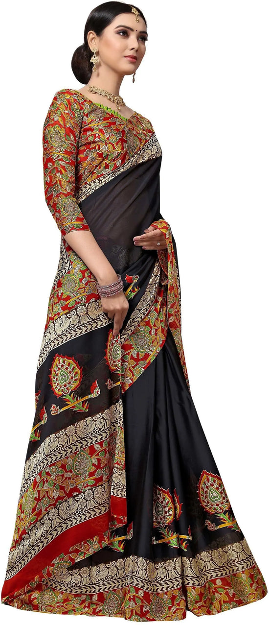 Black Printed Georgette Saree-PC1076a-Standard