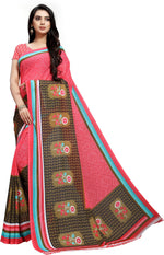 Pink Printed Georgette Saree-PC1049a-Standard