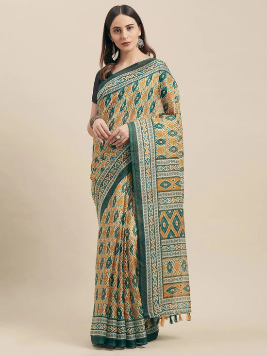 Green Printed Art Silk Saree-VSAR1059a-Standard