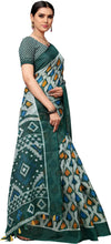 Dark Green Printed Cotton Blend Saree