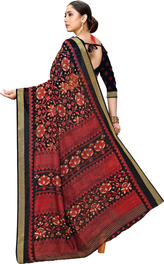 Black Printed Art Silk Saree-VSAR1330a-Standard