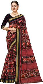 Black Printed Art Silk Saree-VSAR1330a-Standard