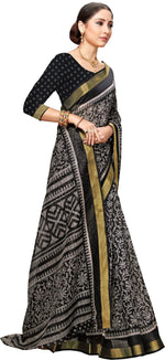 Black Printed Art Silk Saree-VSAR1339a-Standard