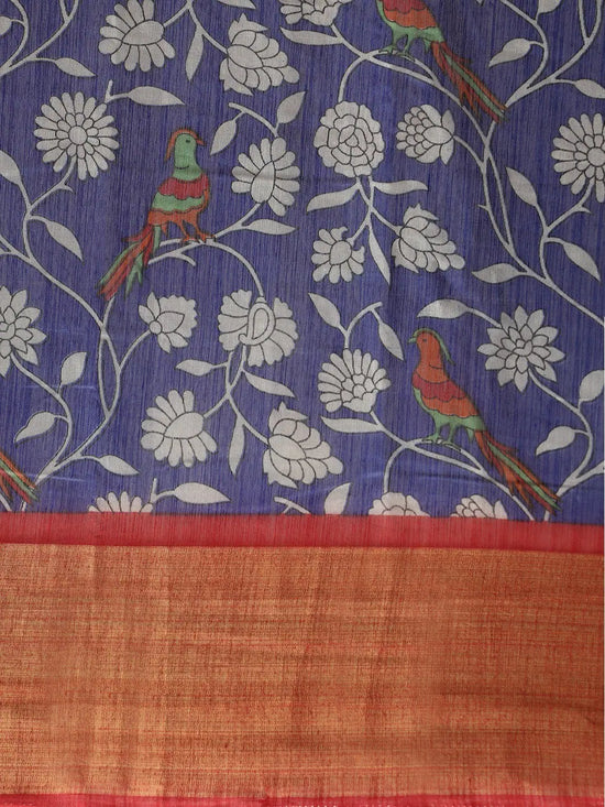 Blue Printed Art Silk Saree-VSAR1393a-Standard