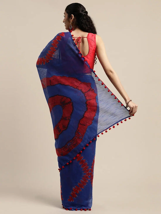 Blue Printed Art Silk Saree-VSAR1450a-Standard