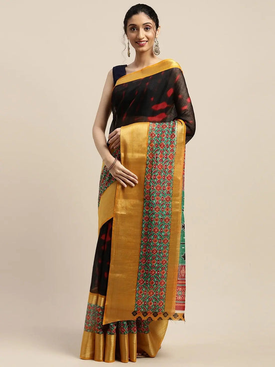 Black Printed Art Silk Saree-VSAR1484a-Standard