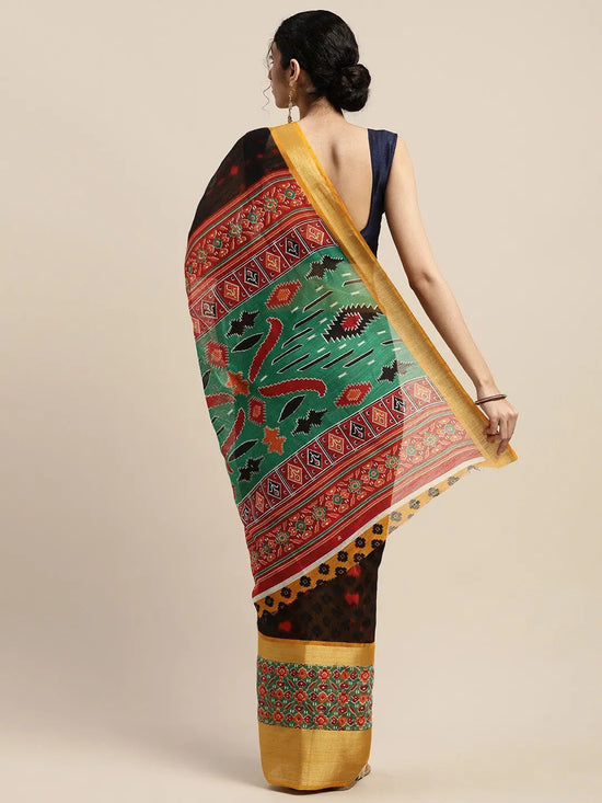 Black Printed Art Silk Saree-VSAR1484a-Standard