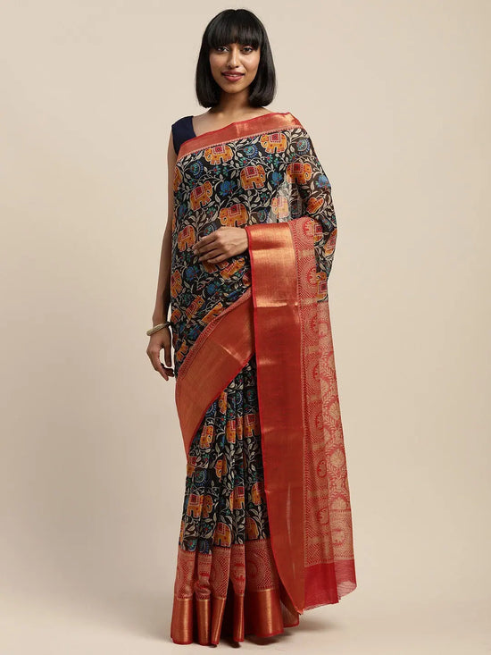 Black Printed Art Silk Saree-VSAR1522a-Standard