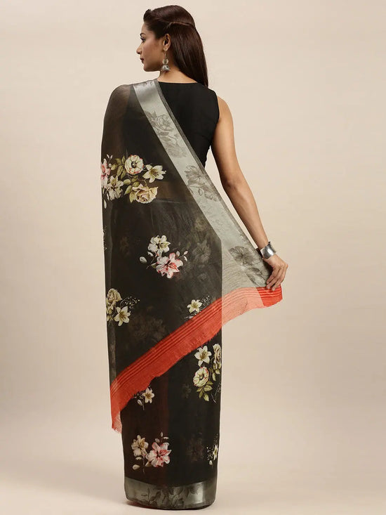 Black Printed Art Silk Saree-VSAR1554a-Standard