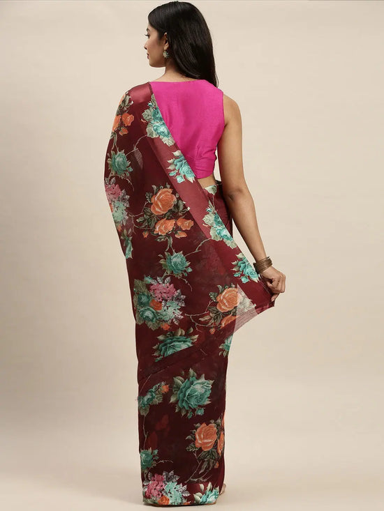 Maroon Printed Art Silk Saree-VSAR1558a-Standard