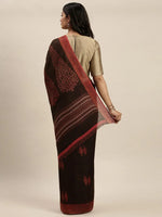 Brown Printed Art Silk Saree Me Us