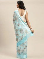 Light Blue Printed Art Silk Saree Inspire