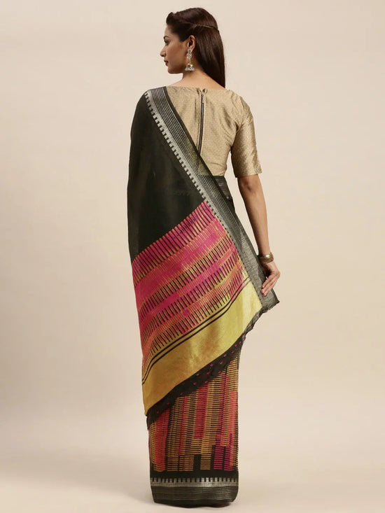 Black Printed Design Art Silk Saree