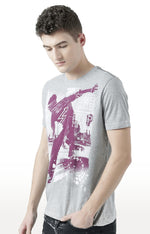 Huetrap Grey Mens Short Sleeve Graphic Printed Tshirt-HT17MKGRAGML00901