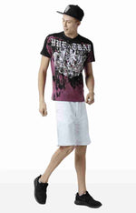 Huetrap Maroon Mens Short Sleeve Graphic Printed Tshirt-HT15MKGRAPLU00030