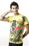 Huetrap Yellow Mens Short Sleeve Graphic Printed Tshirt-HT17MKGRAYLW00280