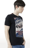 Huetrap Black Mens Short Sleeve Graphic Printed Tshirt-HT17MKGRABLK00857