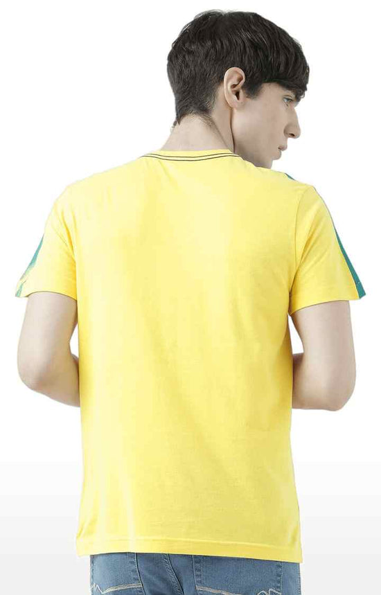 Huetrap Yellow Mens Short Sleeve Graphic Printed Tshirt-HT17MKGRAYLW00772