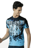 Huetrap Blue Mens Short Sleeve Graphic Printed Tshirt-HT15MKGRATQB00032