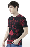 Huetrap Black Mens Short Sleeve Graphic Printed Tshirt-HT17MKGRABLK01025