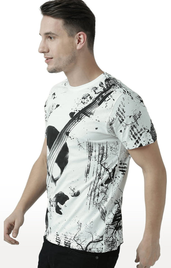 Huetrap White Mens Short Sleeve Graphic Printed Tshirt-HT17MKGRAOFW01069