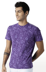 Huetrap Purple Mens Short Sleeve Graphic Printed Tshirt-HT16MKGRARPP00383