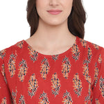 Aawari Rayon Printed Feeding Top For Girls and Women Red Boota-AM099-RedBoota