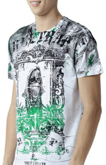 Huetrap White Mens Short Sleeve Graphic Printed Tshirt-HT15MKGRAWHT00054