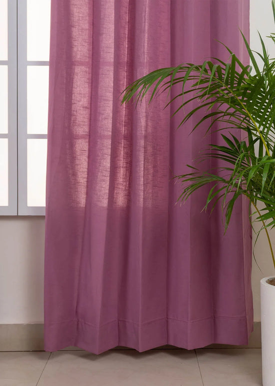 Solid Grape 100% cotton plain curtain for bedroom - Room darkening - Pack of 1-230422040