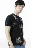 Huetrap Black Mens Short Sleeve Graphic Printed Tshirt-HT17MKGRABLK00769