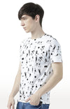 Huetrap White Mens Short Sleeve Graphic Printed Tshirt-HT17MKGRAWHT00770