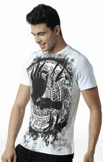 Huetrap White Mens Short Sleeve Graphic Printed Tshirt-HT12MKGRAWHT00065