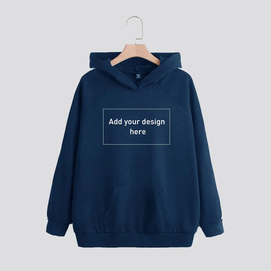 Blue French Terry Hoodies with Pockets - 240 GSM