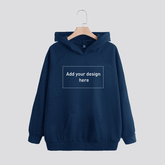 Blue French Terry Hoodies with Pockets - 240 GSM